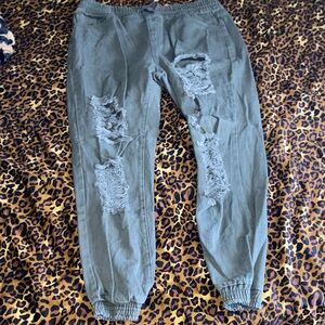Ripped Olive Green Women's Joggers